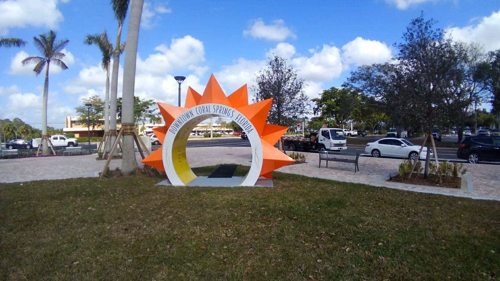 Waterjet Sculpture by Jim Gallucci, installed at Coral Springs City Hall grounds.