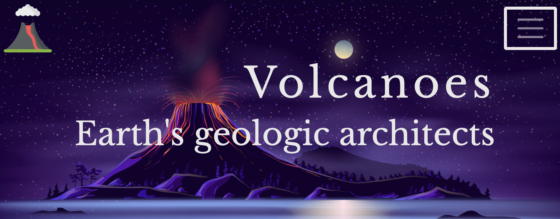 Screenshot of Volcano themed landing page